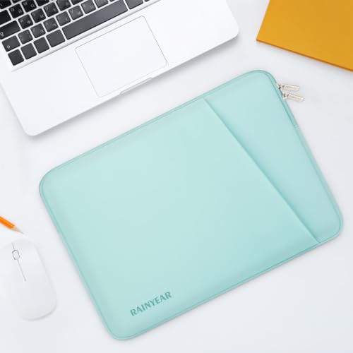 RAINYEAR Laptop Sleeve Case with Front Pocket, 13.3 Inch Protective Portable Case Briefcase Laptop Carrying Bag Compatible with 13.3-14 Inch Laptop PC, 14 Inch MacBook Pro M5 M4 M3 M2 M1, Mint Green - color: Mint Green, size: 13.3-14 inch