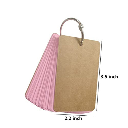 350 Pack Blank Index Cards with Binder Rings, Multi-color Flash Note Cards, Study Cards Kraft Paper Cover for Bookmark, Memo Scratch Pads, DIY Greeting Card (7 Color, 3.5 x 2.2 Inch)