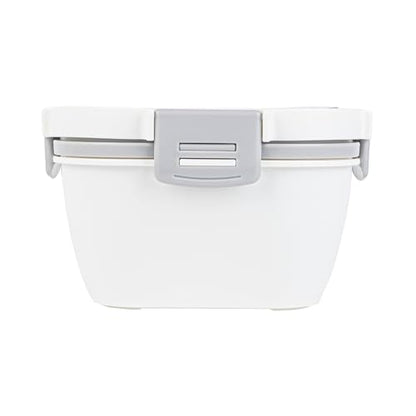 Restaurantware-Bento Tek 57.5 Ounce Bento Box, 1 Reusable Lunch Container - With Fork And Knife, Does Not Contain BPA, White And Gray Plastic Reusable Lunch Box, Microwavable, Dishwashable - size: 1 Count, style: 58 oz - White