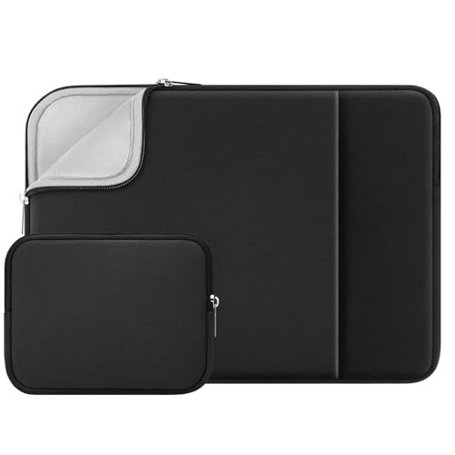 RAINYEAR 13 Inch Laptop Sleeve Compatible with 13.3" MacBook Air/Pro M1 M2 M3 M4 M5 A3449 A3240 A3113 A2681 A2338 Case Bag with Front Pocket Accessories Pouch (Black, Upgraded Version) - color: Black(Upgraded Version), size: 13"