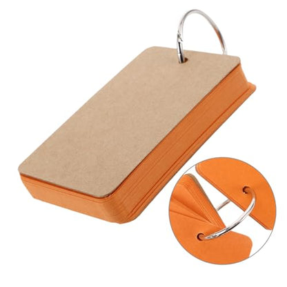 LALAFINA 50pcs Blank Paper Cards Study Flashcards Blank Index Cards Notebook Handdrawn Illustrations Ring Binder