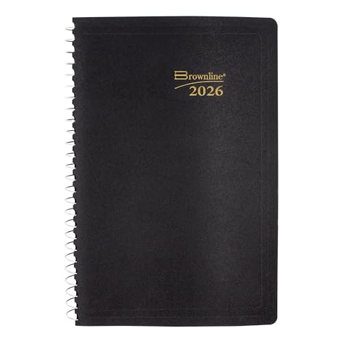 Blueline® 2026 Essential Daily Planner, Appointment Book, 12 Months, January to December, Spiral Binding, 8" x 5", Black (C2504.81T-26)