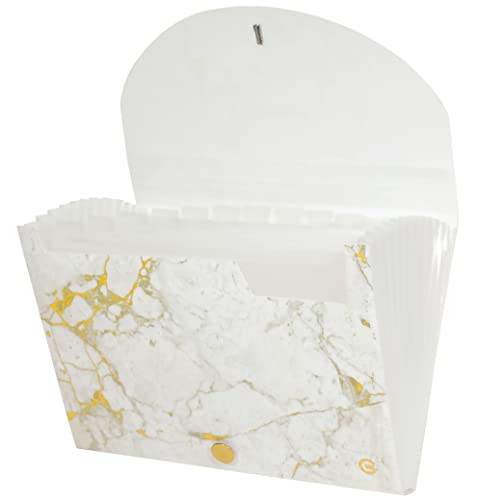 CNK File Folders Organizer with 13 Pockets Accordion Expanding Folder For Documents Receipt Document Paper Pocket Filing Products Accordian Important expandable holder files alphabetical Labels Letter - color: Marble