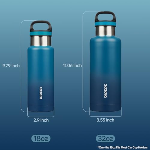 BJPKPK Insulated Water Bottle 18OZ Stainless Steel Water Bottle with Handle Double Walls Vacuum Insulated BPA Free Flask, Indigo Black - color: Indigo Black, size: 18 Ounces