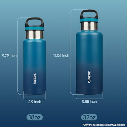BJPKPK Insulated Water Bottle 18OZ Stainless Steel Water Bottle with Handle Double Walls Vacuum Insulated BPA Free Flask, Indigo Black - color: Indigo Black, size: 18 Ounces