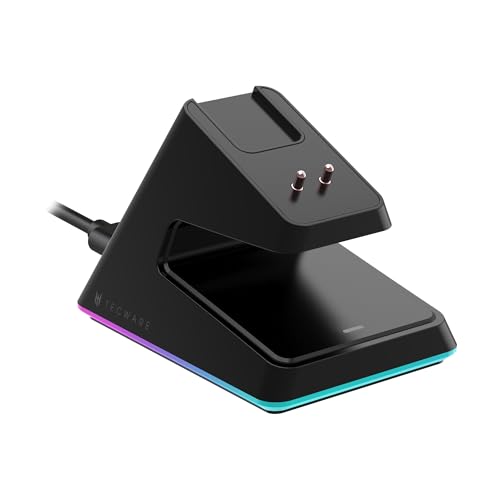 TECWARE EX1 Lightweight Gaming Mouse | 26K DPI Wireless Mouse with OLED Display | 59g Ultra-Light Design | RGB Charging Dock | Tri-Mode Connectivity 2.4GHz/Bluetooth/Wired with Grip Tape | Black - color: Black