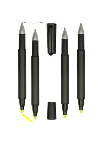 4 Pcs Dual Tip Highlighter and Gel Pen Set Yellow Marker Black Ink Pen for Journaling Note Taking Studying Office Supplies