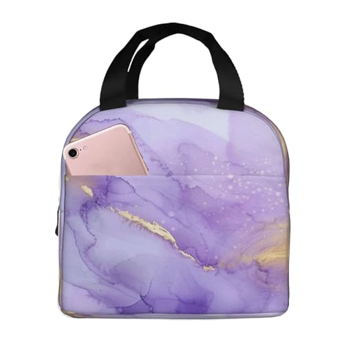 Lunch Bag Pastel Purple Marble Insulated Lunch Box Cooler Tote for Adults Student Boys Girls Women Men Work Office School Picnic Beach Reusable Lunchbox - color: B035