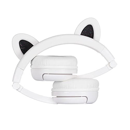 BuddyPhones PlayEars Plus | Polar Bear Ear Foldable Bluetooth Kids Headphones + Microphone, Works Wired or Wireless - SafeAudio Volume-Limiting for iPhone/iPad/Tablet/PC and More