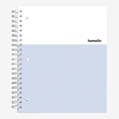Hamelin, Spiral Notebook, 8.5x11in, College Ruled, Hardcover, 90shts/180 Pages, 3 Subject Notebook, ICE White - color: ICE White