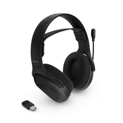Lenovo Legion H410 Wireless Gaming Headset, Bluetooth or 2.4 GHz USB-A Connection, Lightweight (304 Grams), Adjustable Headband, Flip to Mute Mic, Black