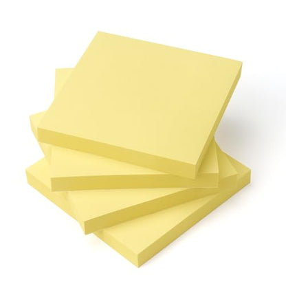 Sticky Notes 3x3 Self-Stick Notes Pads with Bright Colors, Easy to Post for Office, School, Home, 4 Pads/Pack, 90 Sheets/Pad (Yellow) - color: 4pads Yellow