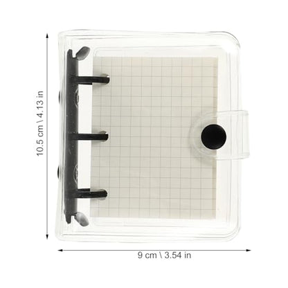 AUTSUPPL Mini Pvc Coil Memo Notebook with 3-hole Binder, Black Cover, 50-page Grid Insert, and Pvc Loose Leaf Pouch for Office and School Use