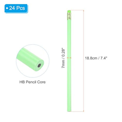 PATIKIL Round Pencils, 24 Pcs Triangle HB Graphite Pencil Wooden Pencils with Eraser for Classroom Office Writing Drawing Supplies, Green - color: Green, size: 1 Count (Pack of 24)