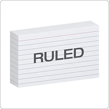 Oxford Index Cards, 3 x 5 Inches, White, Lined on Front, Blank on Back, Flashcards for School and Studying, Recipe Note Cards, 500 Count (5 Packs of 100) (40176)