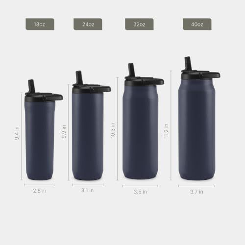 ZULU Base 18oz Kids Stainless Steel Water Bottle with 3 Lids- Straw, Chug, Twist | Double Walled and Vacuum Insulated Metal Thermos | Fits Car Cupholder, Built in Carry Loop, Dishwasher Safe, Navy - color: Galaxy Navy, style: 18oz