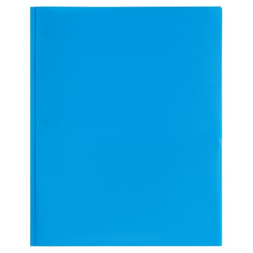 JAM PAPER Plastic Color POP Folders - 2 Pocket Durable Folders with Metal Prongs Fastener Clasps - Blue - 6/Pack - color: Light Blue, size: 6 Per Pack