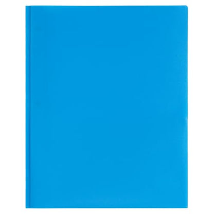 JAM PAPER Plastic Color POP Folders - 2 Pocket Durable Folders with Metal Prongs Fastener Clasps - Blue - 6/Pack - color: Light Blue, size: 6 Per Pack