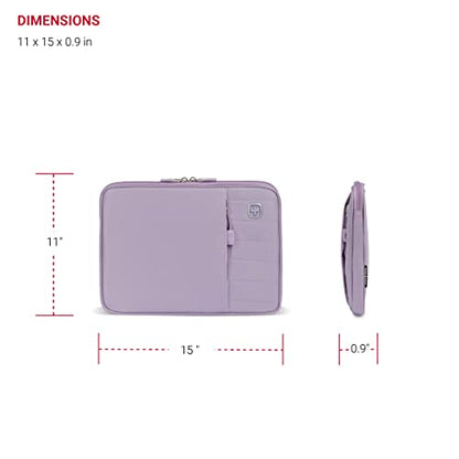 SwissGear Padded Zippered Laptop Sleeve, Micro-Twill Laptop Case with Zippered Front Compartment & Fleece Lining - color: Lilac, size: 16-Inch