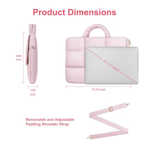 MOSISO Laptop Bag for Women, Computer Bags, Puffy Laptop Sleeve Bag with Trolley Sleeve