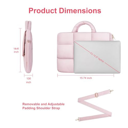MOSISO Laptop Bag for Women, Computer Bags, Puffy Laptop Sleeve Bag with Trolley Sleeve