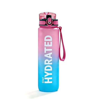 32oz Water Bottle with Time Marker, Leakproof & Durable BPA Free Wide Mouth Bottle for Gym, Travel, Home, School, Office (1 Bottle) (Red Blue) - color: Red Blue