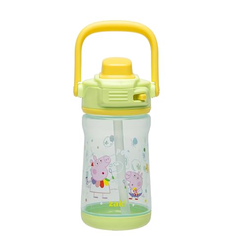 Zak Designs Peppa Pig Beacon Kid Water Bottle for Travel or At Home, 12oz Plastic is Durable and Leak-Proof with Liquid Lock Spout, Cover, Carry Handle, Protective Base (Peppa, George) - color: Peppa Pig