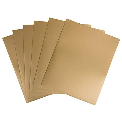 JAM PAPER Heavy Duty Plastic 2 Pocket Extra Tough School Folders - Gold - 6/Pack - color: Gold, size: 6 Per Pack
