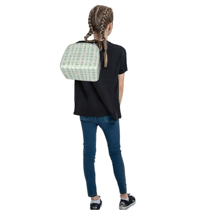 Lunch Bag Daisy Pastel Green Check Plaid Insulated Lunch Box Reusable Cooler Tote for Adults Student Girl Boy Work Office School Picnic Over 3 Years Old - color: B0383