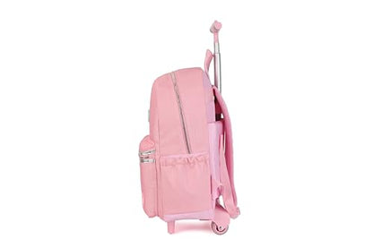 Rolling travel Laptop Backpack for school Teens Girls (STAR HEART PINK) - color: Star Heart Pink