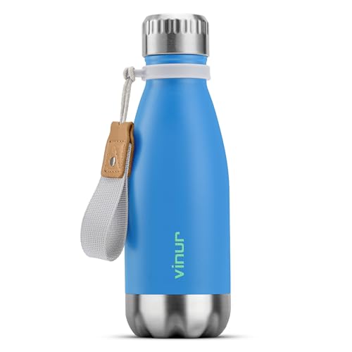 VINUR Small Water Bottle for School-9 oz Stainless Steel Insulated Leak Proof Sports Water Bottle for Purse, Gift for Girl Boy, Sky Blue - color: Sky Blue, size: 9 Ounces