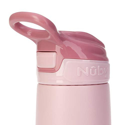 Nuby Thirsty Kids No Spill Flip-It Reflex Stainless Steel Travel Cup or Water Bottle - 10 Oz - 18+ Months - Pink - Back to School Essentials,(Pack of 12) - size: 10.1 Ounces (Pack of 12), style: Pink