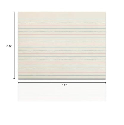 School Smart Red & Blue Newsprint Paper, 3/4 Inch Ruled, 11 x 8-1/2 Inches, 500 Sheets, White