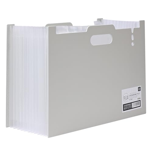12-Pocket Expanding File Organizer, Portable Office Receipt & Contract Organizer, A4/Letter Size Document Holder with Labeled Dividers. (White) - color: White