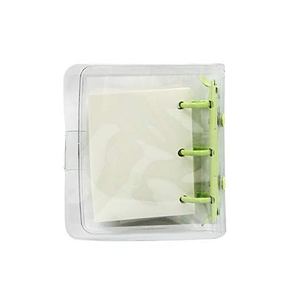 Mini Transparent 3-Ring Binder Covers Clear Soft PVC Notebook Round Ring Binder Cover Protector Snap Button Closure Loose Leaf Folder with Blank Inner Papers - color: Green
