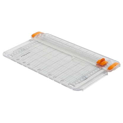 Fiskars SureCut Portable Paper Trimmer, 9" Cut Length for Cardstock and Photos, Fits in 3-Ring Binder for Travel, 10 Sheet Cutting Capacity, 9" Rail, Orange
