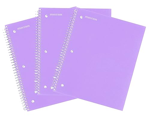 Mintra Office Durable Spiral Notebooks, 1 Subject, (Lavender, College Ruled 3pk) - color: Lavender, size: College Ruled 3pk