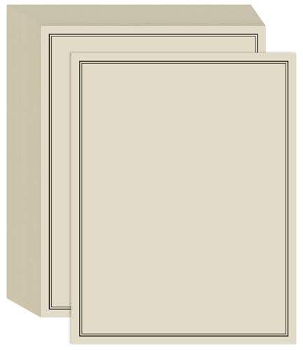 Stationery Paper for Letter Writing - 50 Sheets Black Border Design Stationery Paper, 8.5" x11" Writing Paper - color: Beige, size: 1-Pack