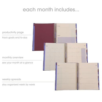 Pearhead 2026-2027 Academic Planner 12 Month (July 2026–June 2027), 9.5” x 11” Spiral Bound Hardcover with Monthly Tabs, Weekly & Monthly Layouts, Stickers, Goal Pages - color: Purple 2026 Academic Planner