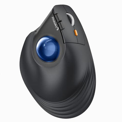 ProtoArc Vertical Wireless Trackball Mouse, EM05 NL Bluetooth Ergonomic Rollerball Mouse Rechargeable Computer Laptop Thumb Mice, 3 Device Connection, Compatible with iPad, Mac, Windows, PC-Blue - color: Blue
