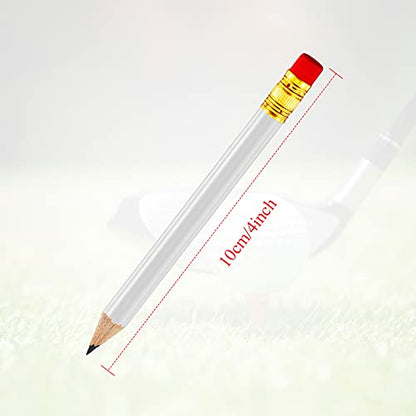 Outus 72 Pieces Golf Pencils Half Pencils with Eraser Mini Bulk Short #2 HB Pre Sharpened for Bridal Shower Wedding Office(White) - color: White
