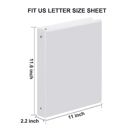 3 Ring Binder 1-1/2 Inch, ViVin Sturdy 1.5"-Round Ring Binder with 2 Interior Pockets, Clear View Cover, PVC-Free, Fits 300 Sheets of 8.5'' x 11'' Paper, Office Home School (6 Pack, White) - color: White, size: 1.5 Inch, style: 6 Pack