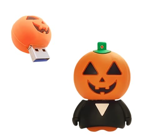 128GB USB 3.0 Flash Drive Cartoon Novelty Halloween Pumpkin Man Memory Stick Silicone Rubber Pendrive - color: Pumpkin man, size: 128GB 3.0
