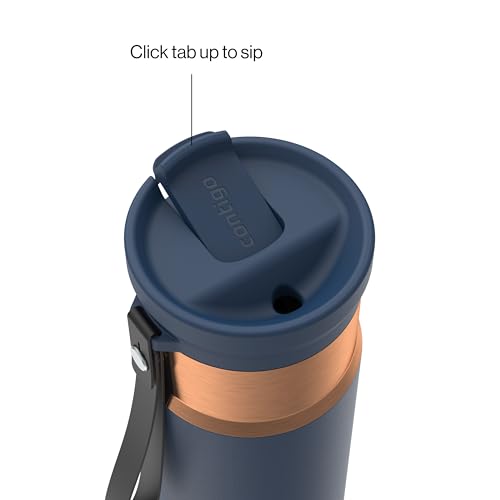 Contigo SnapSeal 709.8ml(24온스) 스테인리스 스틸 진공 단열 물병, 누출 방지 자동 닫힘 뚜껑, 휴대용 스트랩 및 재사용 가능한 빨대, BPA 프리 및 납 프리, 식기세척기 사용 가능 - color: 어비스 브론즈, size: 24온스