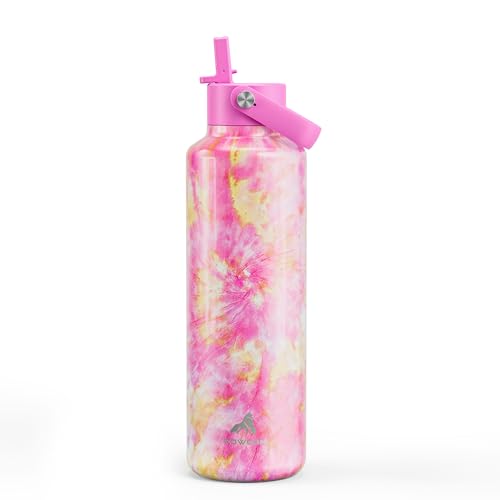 24 oz Vacuum Water Bottle for School: Lightweight, Leakproof, Flex Cap, BPA-Free, Cupholder Friendly, Vacuum Flask with Straw for Girl, College, Outdoors, Sport, Daily, Gift, Classroom (Citrus Dream) - color: Citrus Dream, size: 24 Ounces