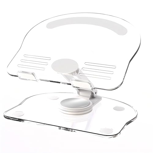 360 Degree Rotating Mobile Tablet Stand, Adjustable Tablet Holder-Adjustable Foldable Desktop Table Holder Base,Multi-Angle, Non-Slip Silicone Base,Portable iPad Stand for Desk - color: White