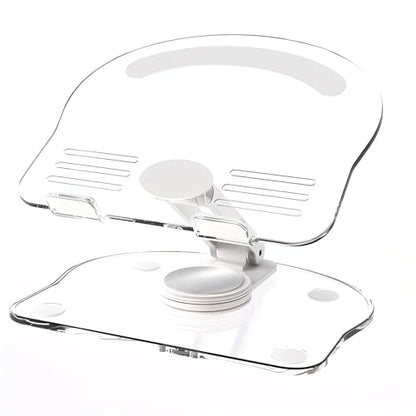 360 Degree Rotating Mobile Tablet Stand, Adjustable Tablet Holder-Adjustable Foldable Desktop Table Holder Base,Multi-Angle, Non-Slip Silicone Base,Portable iPad Stand for Desk - color: White