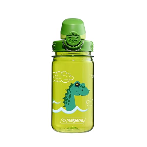 Nalgene Kids' 12 oz On The Fly Lock-Top Water Bottle, Green Nessie - color: Green Nessie, size: 12 Ounces