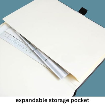 RICCO BELLO Lined Journal Notebook, Sun, 5.7 x 8.4-Inches | Faux Leather Hardcover, College Ruled, 96 Sheets / 192 Pages, Pen Holder, For Work & Notes - color: Black Sun