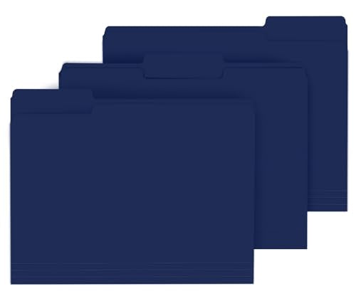 File Folder, PANDRI 120 Pack File Folder, 1/3 Cut Tab, Letter Size, Filing Folder for Office School Business, Dark Blue - color: Dark Blue